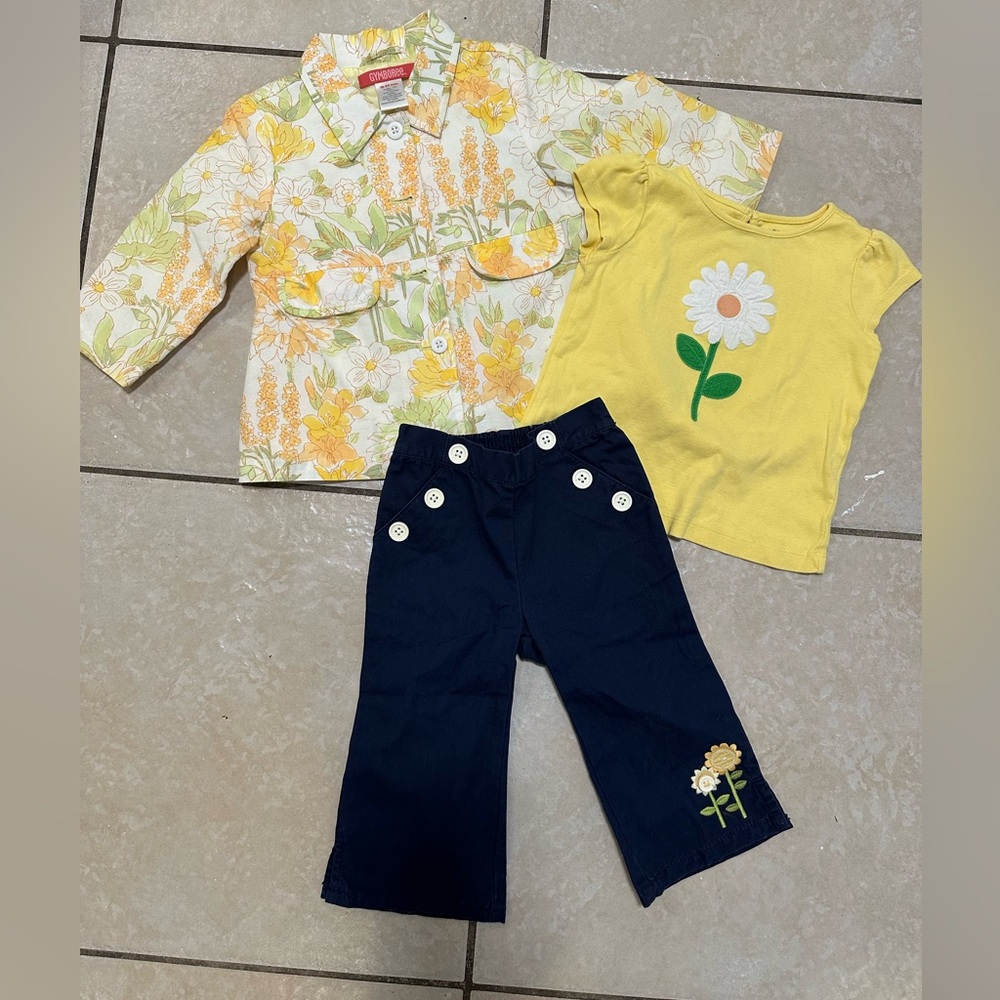 Gymboree Yellow & Navy Daisy outfit 12-24 months.
